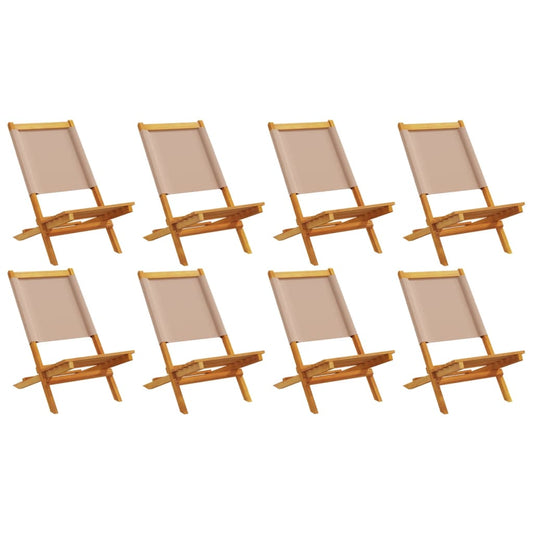 Folding Garden Chairs 8 pcs Taupe Fabric and Solid Wood Folding Garden Chairs 8 pcs Taupe Fabric and Solid Wood