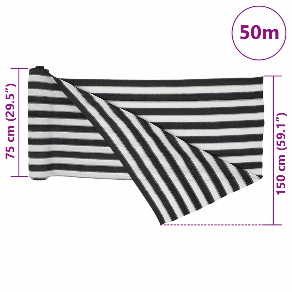 Privacy Net Anthracite and White 1,5x50 m HDPE 195 g/m²