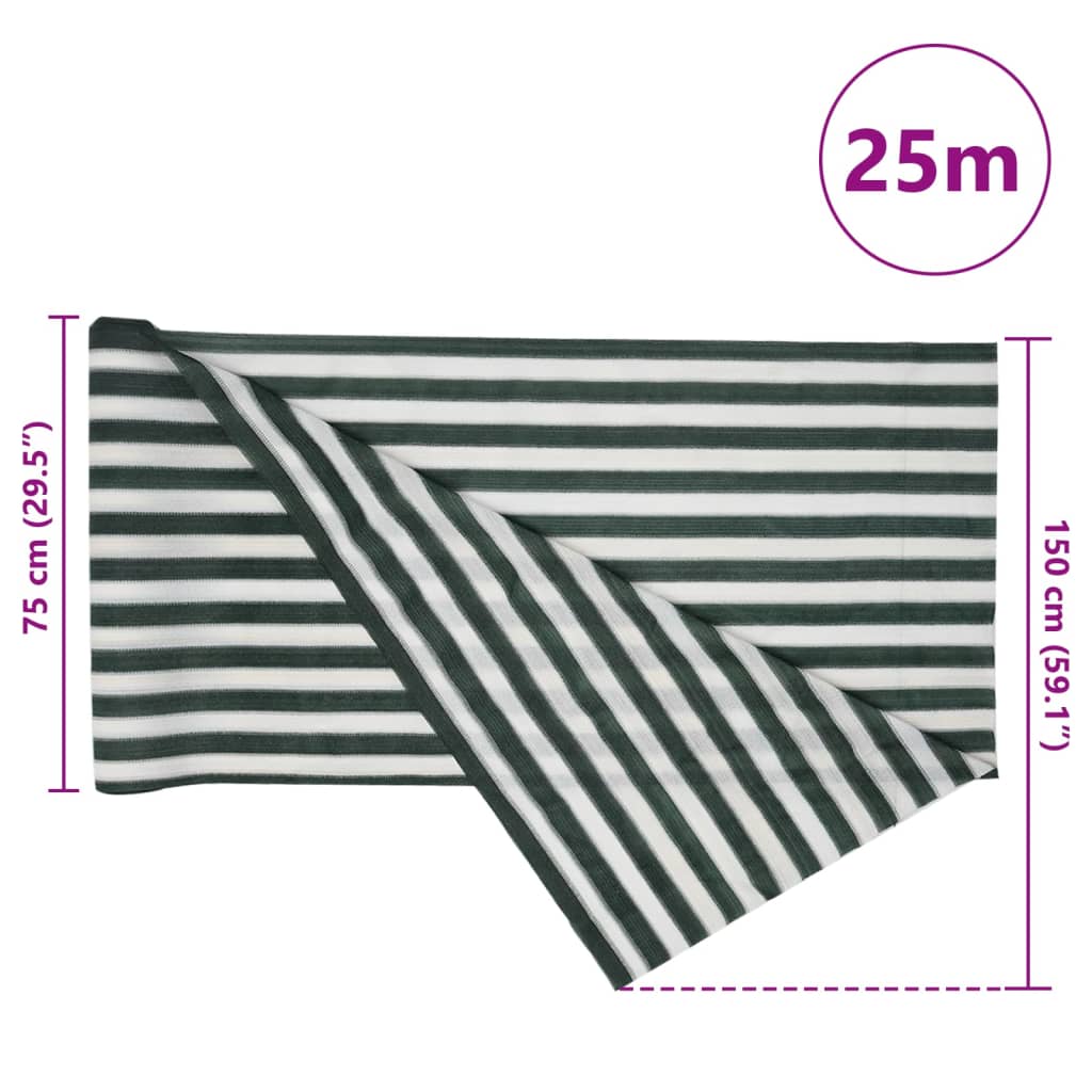 Privacy Net Green and White 1,5x25 m HDPE 150 g/m²