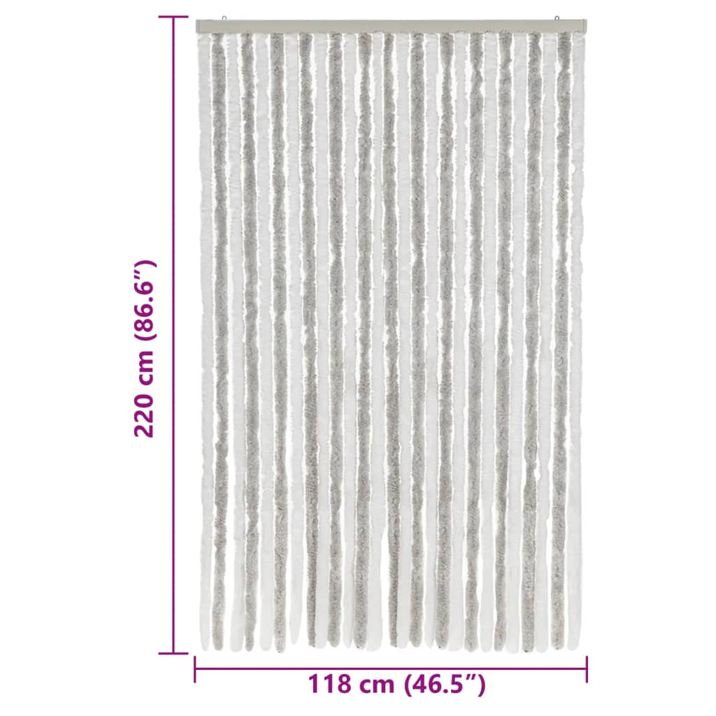 Fly Curtain Light Grey and White 118x220 cm Chenille