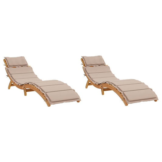Sun Loungers with Cushions 2 pcs Taupe Solid Wood Acacia Sun Loungers with Cushions 2 pcs Taupe Solid Wood Acacia