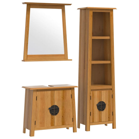 3 Piece Bathroom Furniture Set Solid Wood Pine 3 Piece Bathroom Furniture Set Solid Wood Pine