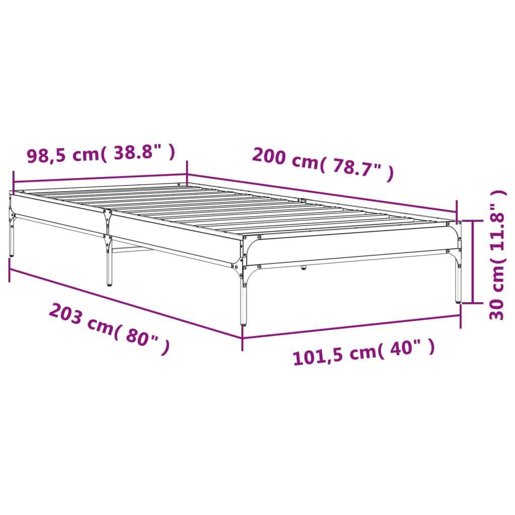 Bed Frame without Mattress Smoked Oak 100x200 cm
