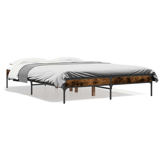 Bed Frame without Mattress Smoked Oak 135x190 cm Double Bed Frame without Mattress Smoked Oak 135x190 cm Double
