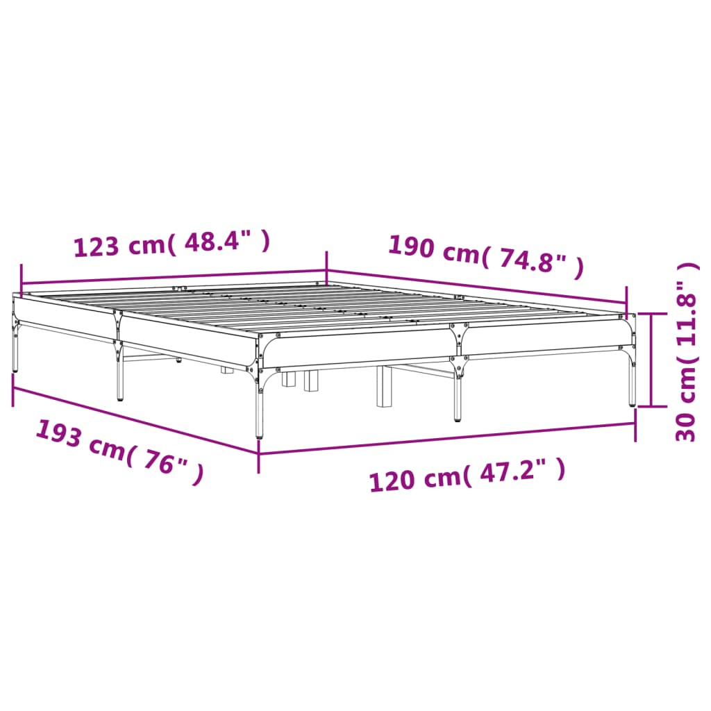 Bed Frame without Mattress Black 120x190 cm