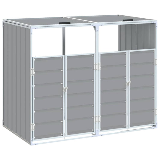 Wheelie Bin Storage for Double Bins Grey 144x81x113 cm Steel Wheelie Bin Storage for Double Bins Grey 144x81x113 cm Steel