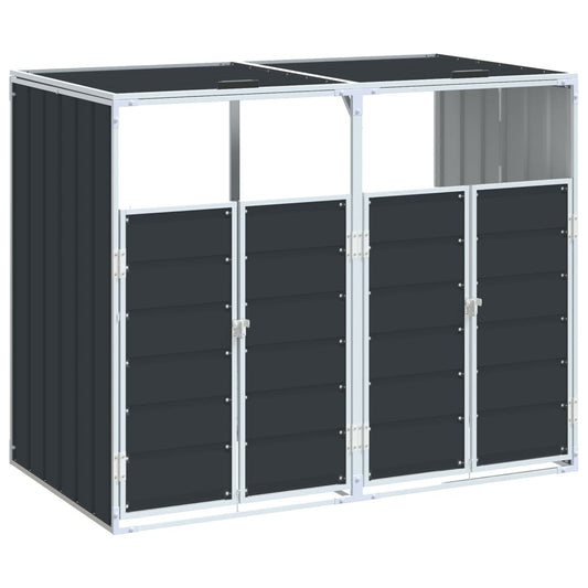 Wheelie Bin Storage for Double Bins Anthracite 144x81x113 cm Steel Wheelie Bin Storage for Double Bins Anthracite 144x81x113 cm Steel