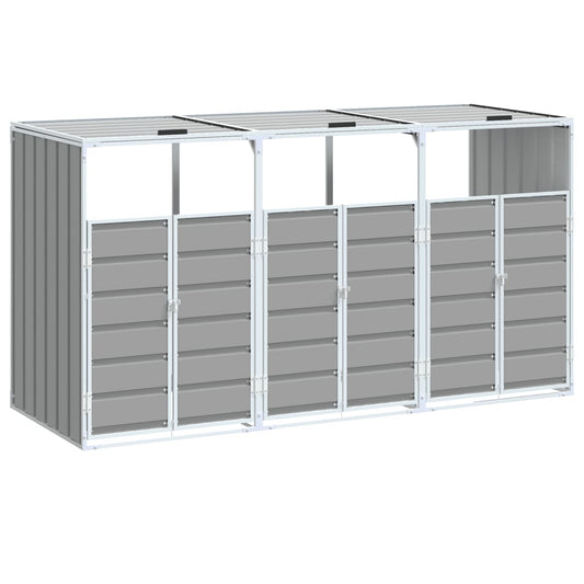 Wheelie Bin Storage for Triple Bins Grey 216x81x115 cm Steel Wheelie Bin Storage for Triple Bins Grey 216x81x115 cm Steel