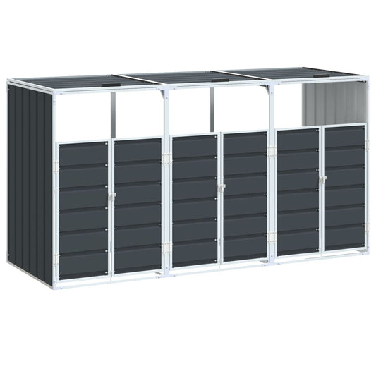 Wheelie Bin Storage for Triple Bins Anthracite 216x81x115 cm Steel Wheelie Bin Storage for Triple Bins Anthracite 216x81x115 cm Steel