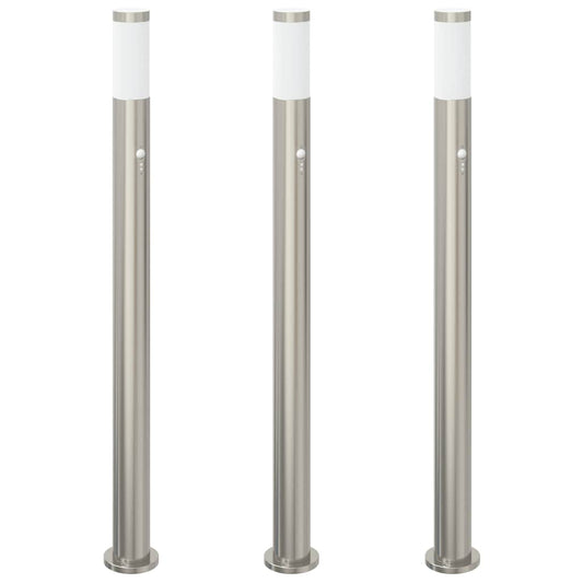 Bollard Lights with Sensor 3pcs 110 cm Stainless Steel IP44 Bollard Lights with Sensor 3pcs 110 cm Stainless Steel IP44