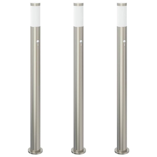 Bollard Lights with Sensor 3pcs 110 cm Stainless Steel IP44 Bollard Lights with Sensor 3pcs 110 cm Stainless Steel IP44