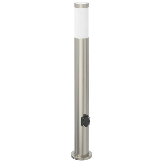 Bollard Light with Outlet 80 cm Stainless Steel IP44 Bollard Light with Outlet 80 cm Stainless Steel IP44