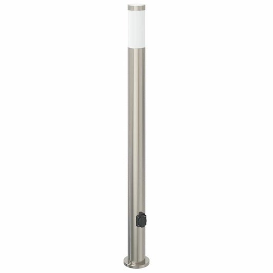 Bollard Light with Outlet 110 cm Stainless Steel IP44 Bollard Light with Outlet 110 cm Stainless Steel IP44