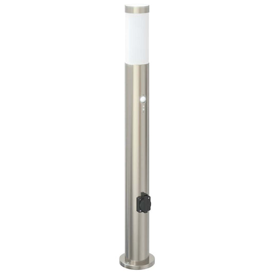 Bollard Light with Sensor&Outlet 80 cm Stainless Steel IP44 Bollard Light with Sensor&Outlet 80 cm Stainless Steel IP44