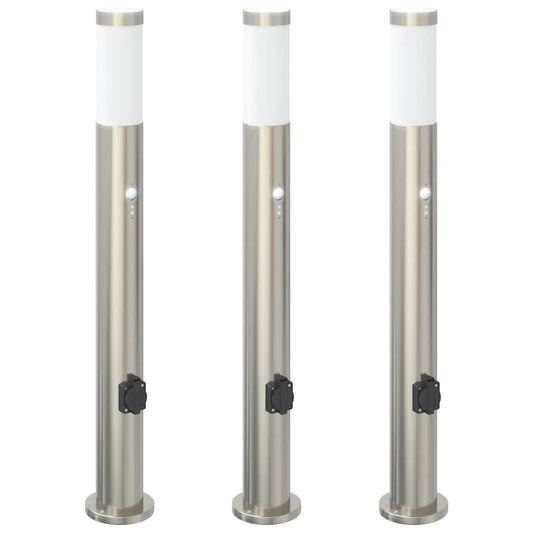 Bollard Lights with Sensor&Outlet 3pcs 80 cm Bollard Lights with Sensor&Outlet 3pcs 80 cm