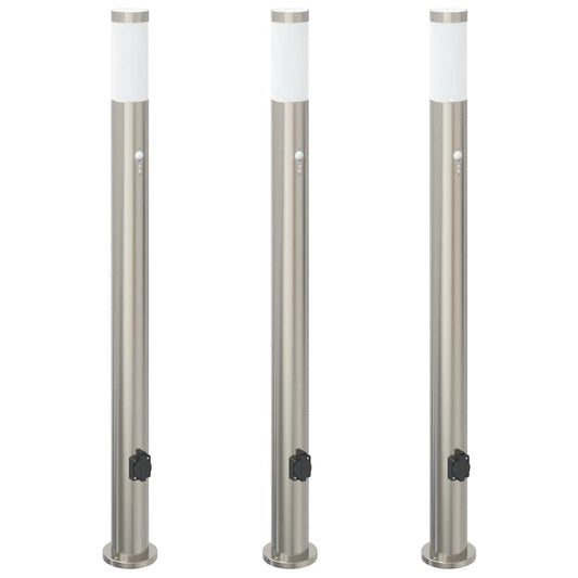 Bollard Lights with Sensor&Outlet 3pcs 110 cm Bollard Lights with Sensor&Outlet 3pcs 110 cm