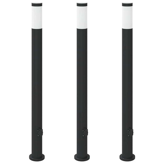 Bollard Lights with Outlet 3pcs 110 cm Stainless Steel IP44 Bollard Lights with Outlet 3pcs 110 cm Stainless Steel IP44