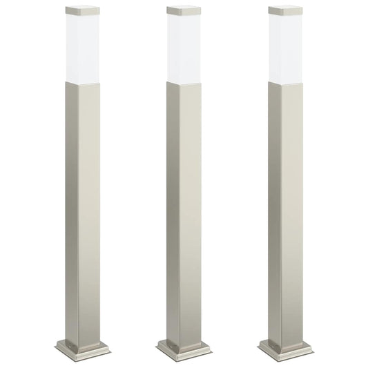 Bollard Lights 3 pcs 80 cm Stainless Steel IP44 Bollard Lights 3 pcs 80 cm Stainless Steel IP44