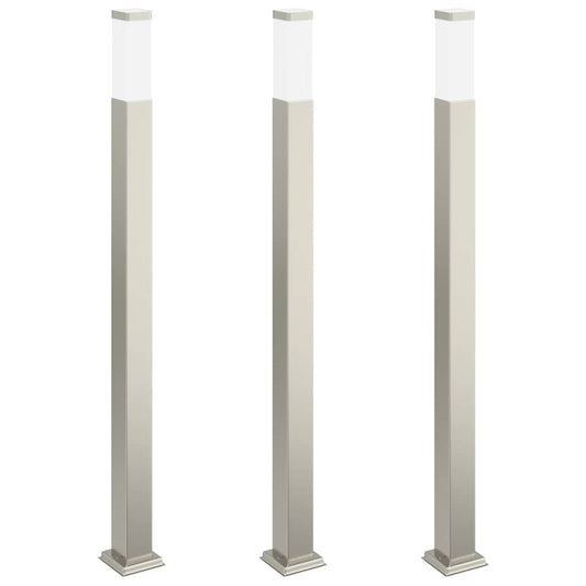 Bollard Lights 3 pcs 110 cm Stainless Steel IP44 Bollard Lights 3 pcs 110 cm Stainless Steel IP44