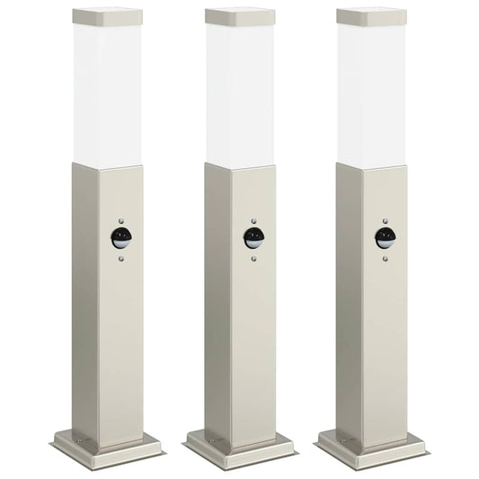 Bollard Lights with Sensor 3 pcs 50 cm Stainless Steel IP44 Bollard Lights with Sensor 3 pcs 50 cm Stainless Steel IP44