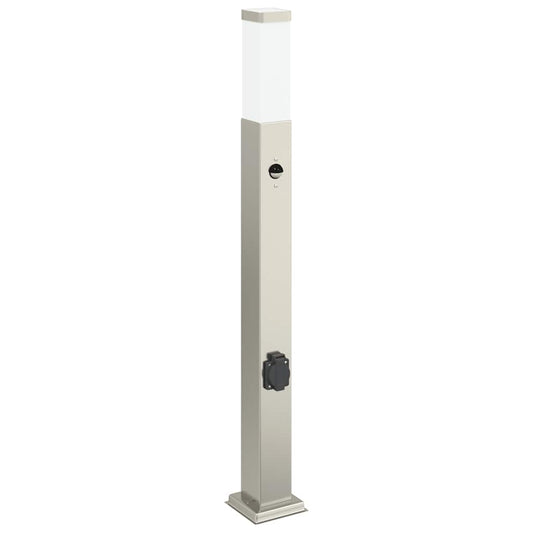 Bollard Light with Sensor&Outlet 80 cm Stainless Steel IP44 Bollard Light with Sensor&Outlet 80 cm Stainless Steel IP44