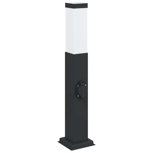 Bollard Light with Outlet 50 cm Black IP44 Bollard Light with Outlet 50 cm Black IP44