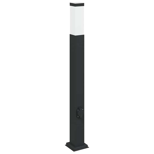 Bollard Light with Outlet 80 cm Black IP44 Bollard Light with Outlet 80 cm Black IP44