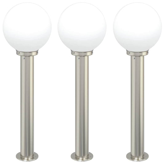 Bollard Lights 3 pcs 80 cm Stainless Steel IP44 Bollard Lights 3 pcs 80 cm Stainless Steel IP44