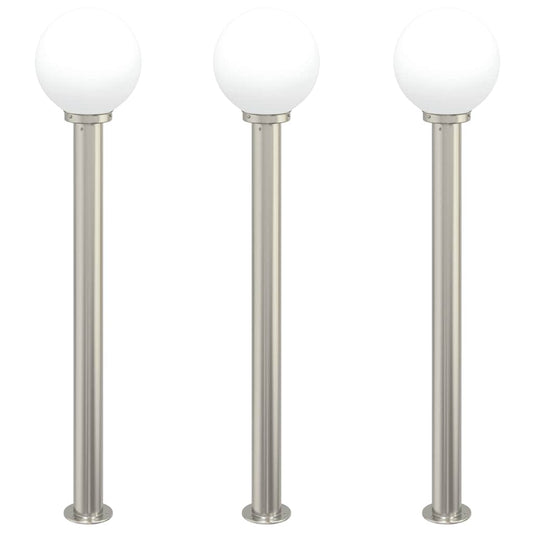 Bollard Lights 3 pcs 120 cm Stainless Steel IP44 Bollard Lights 3 pcs 120 cm Stainless Steel IP44