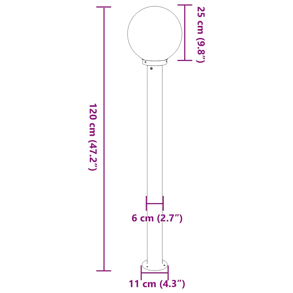 Bollard Lights 3 pcs 120 cm Stainless Steel IP44