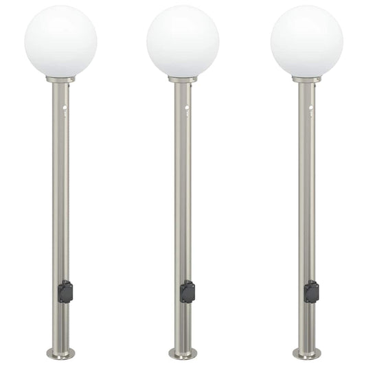 Bollard Lights with Sensor&Outlet 3 pcs 120 cm Bollard Lights with Sensor&Outlet 3 pcs 120 cm