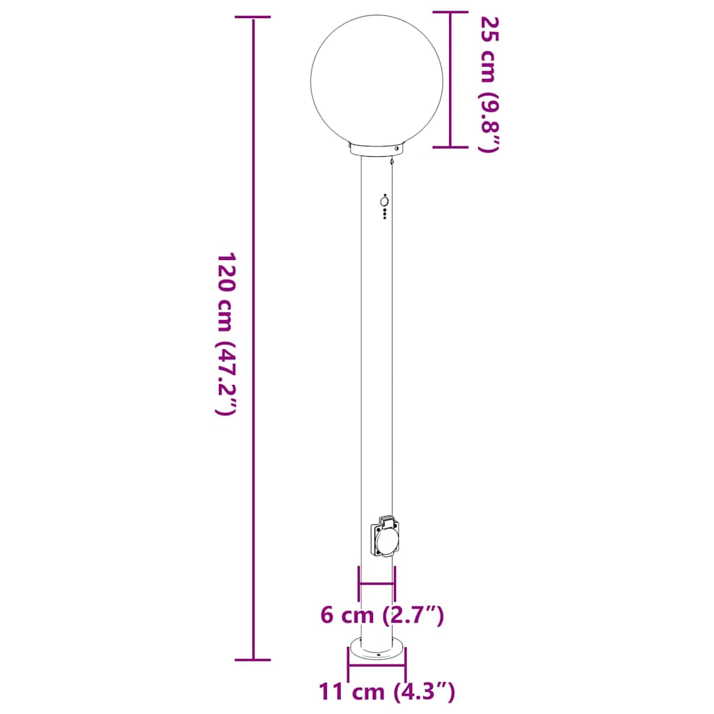 Bollard Lights with Sensor&Outlet 3 pcs 120 cm