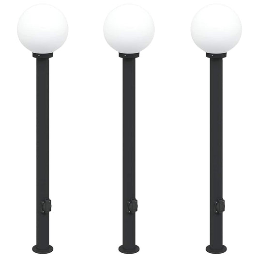 Bollard Lights with Outlet 3 pcs 120 cm Black IP44 Bollard Lights with Outlet 3 pcs 120 cm Black IP44