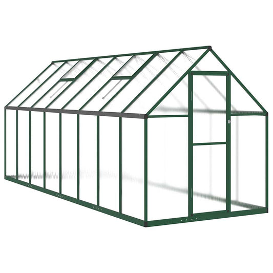 Greenhouse with Base Frame Green 445x169x195 cm Aluminium Greenhouse with Base Frame Green 445x169x195 cm Aluminium