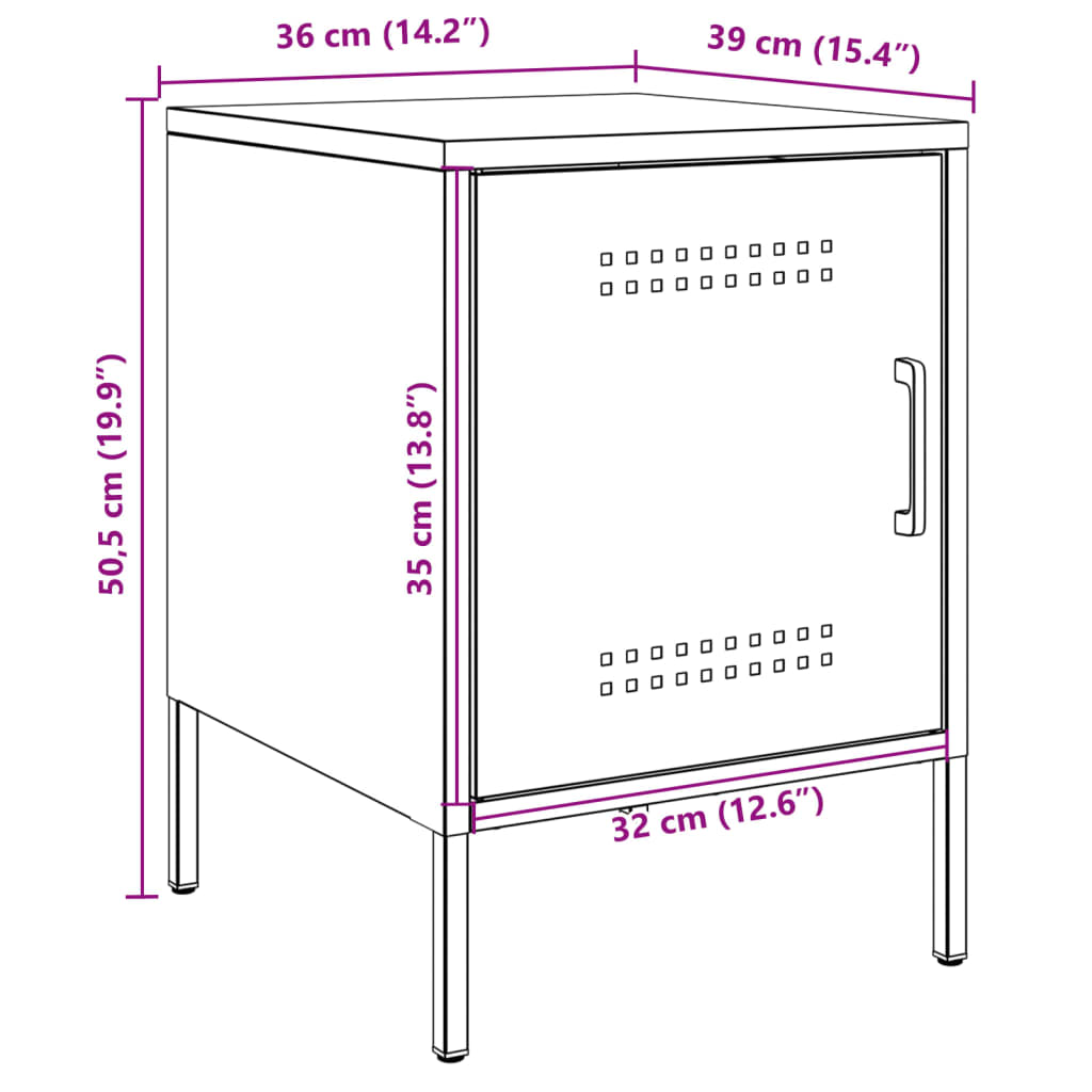 Bedside Cabinets 2 pcs Black 36x39x50,5 cm Steel