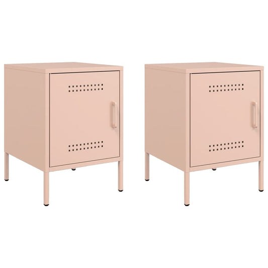 Bedside Cabinets 2 pcs Pink 36x39x50.5 cm Steel Bedside Cabinets 2 pcs Pink 36x39x50.5 cm Steel