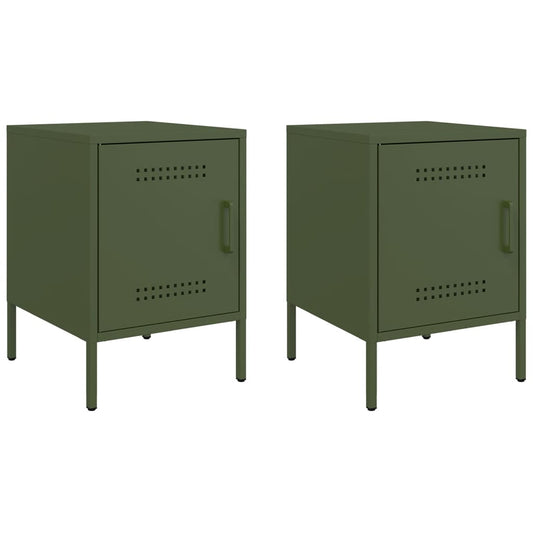 Bedside Cabinets 2 pcs Olive Green 36x39x50,5 cm Steel Bedside Cabinets 2 pcs Olive Green 36x39x50,5 cm Steel