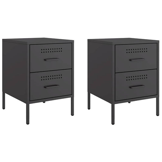 Bedside Cabinets 2 pcs Black 36x39x50.5 cm Steel Bedside Cabinets 2 pcs Black 36x39x50.5 cm Steel