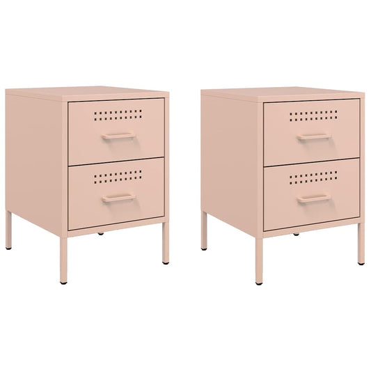 Bedside Cabinets 2 pcs Pink 36x39x50,5 cm Steel Bedside Cabinets 2 pcs Pink 36x39x50,5 cm Steel