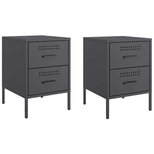 Bedside Cabinets 2 pcs Anthracite 36x39x50.5 cm Steel Bedside Cabinets 2 pcs Anthracite 36x39x50.5 cm Steel