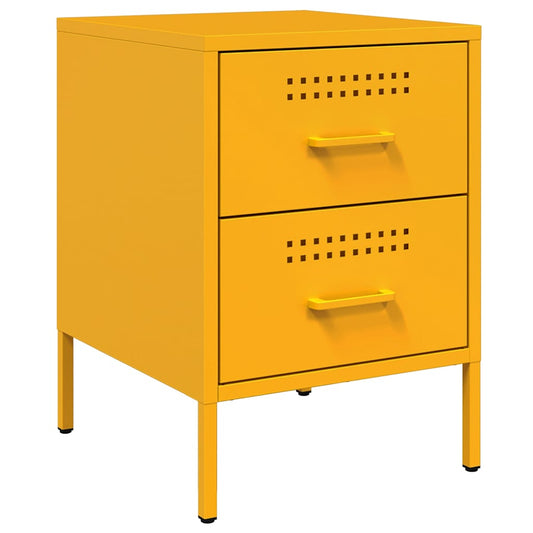 Bedside Cabinet Mustard Yellow 36x39x50.5 cm Steel Bedside Cabinet Mustard Yellow 36x39x50.5 cm Steel