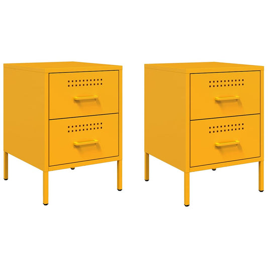 Bedside Cabinets 2 pcs Mustard Yellow 36x39x50,5 cm Steel Bedside Cabinets 2 pcs Mustard Yellow 36x39x50,5 cm Steel