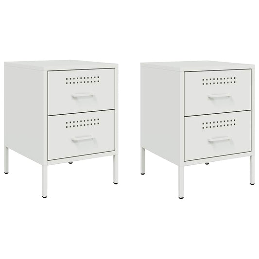 Bedside Cabinets 2 pcs White 36x39x50,5 cm Steel Bedside Cabinets 2 pcs White 36x39x50,5 cm Steel