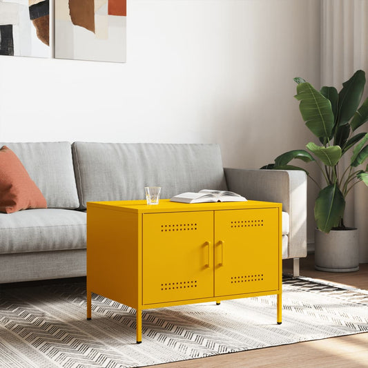 Coffee Table Mustard Yellow 68x50x50.5 cm Steel Coffee Table Mustard Yellow 68x50x50.5 cm Steel