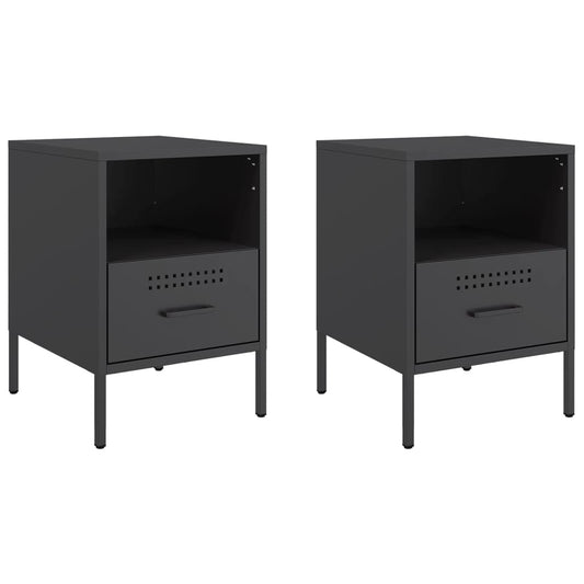 Bedside Cabinets 2 pcs Black 36x39x50.5 cm Steel Bedside Cabinets 2 pcs Black 36x39x50.5 cm Steel