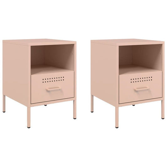 Bedside Cabinets 2 pcs Pink 36x39x50.5 cm Steel Bedside Cabinets 2 pcs Pink 36x39x50.5 cm Steel