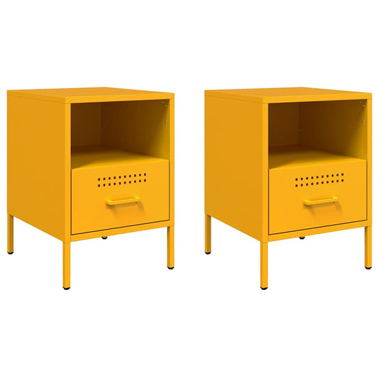 Bedside Cabinets 2 pcs Mustard Yellow 36x39x50,5 cm Steel Bedside Cabinets 2 pcs Mustard Yellow 36x39x50,5 cm Steel
