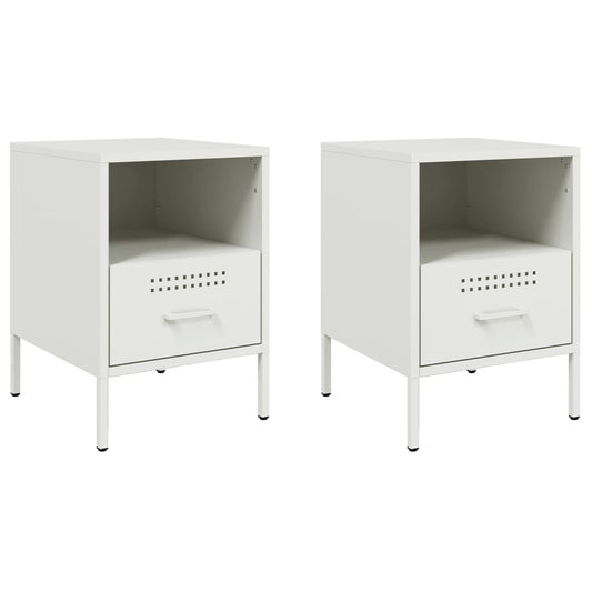 Bedside Cabinets 2 pcs White 36x39x50,5 cm Steel Bedside Cabinets 2 pcs White 36x39x50,5 cm Steel