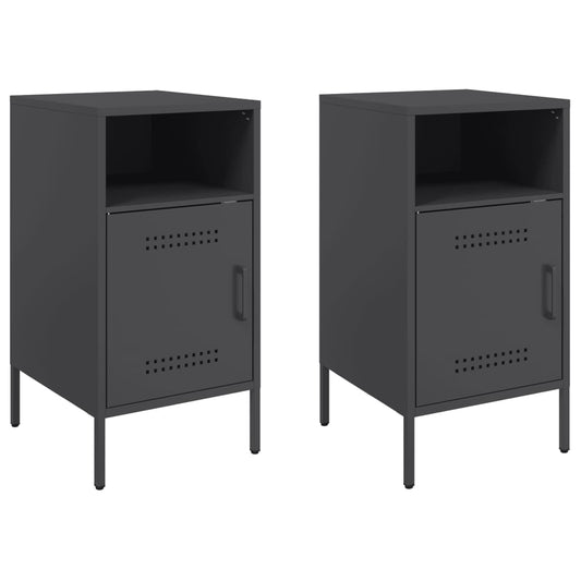 Bedside Cabinets 2 pcs Black 36x39x68 cm Steel Bedside Cabinets 2 pcs Black 36x39x68 cm Steel