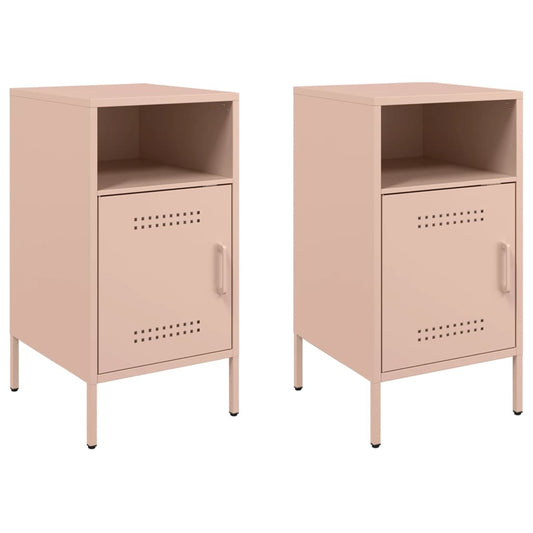 Bedside Cabinets 2 pcs Pink 36x39x68 cm Steel Bedside Cabinets 2 pcs Pink 36x39x68 cm Steel